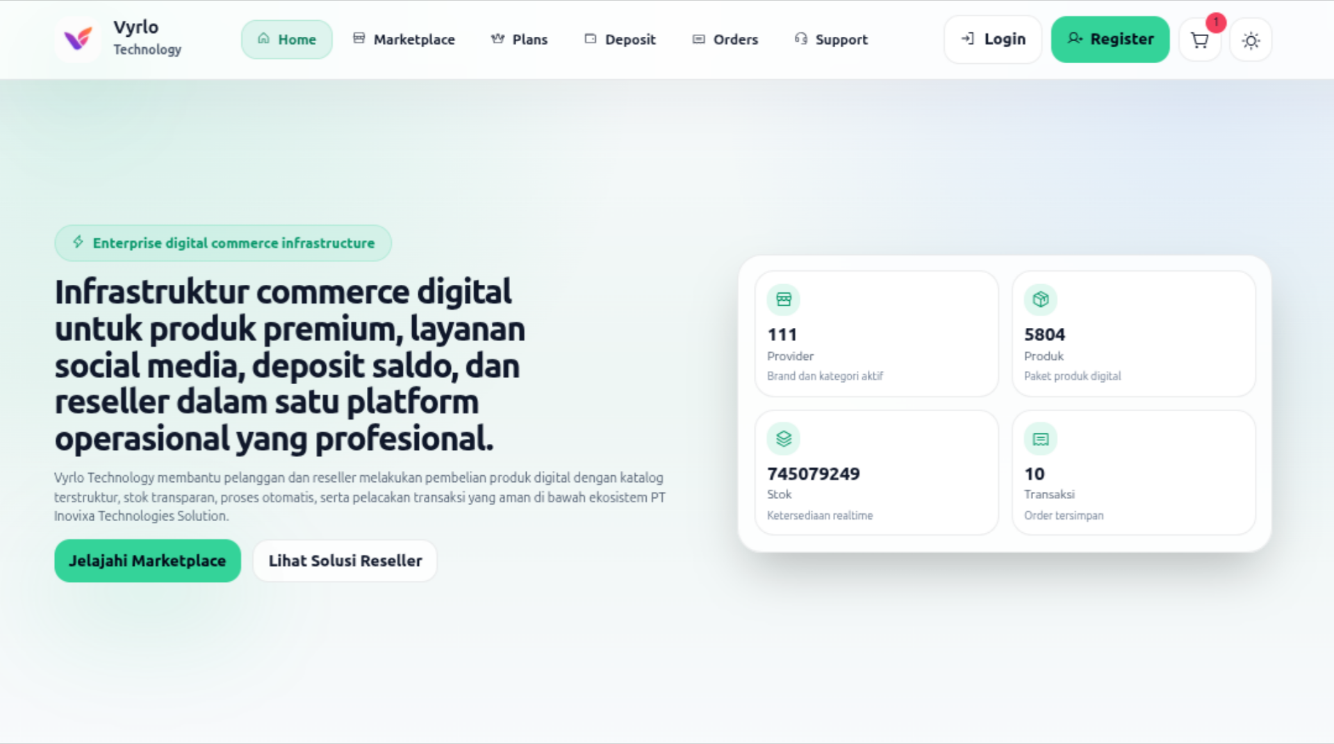 Screenshot home Vyrlo
